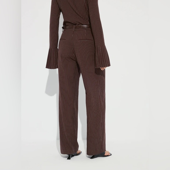 Striped Pleated Wide-Leg Pants without Belt Commense M KK3 or 10 - Picture 3 of 8